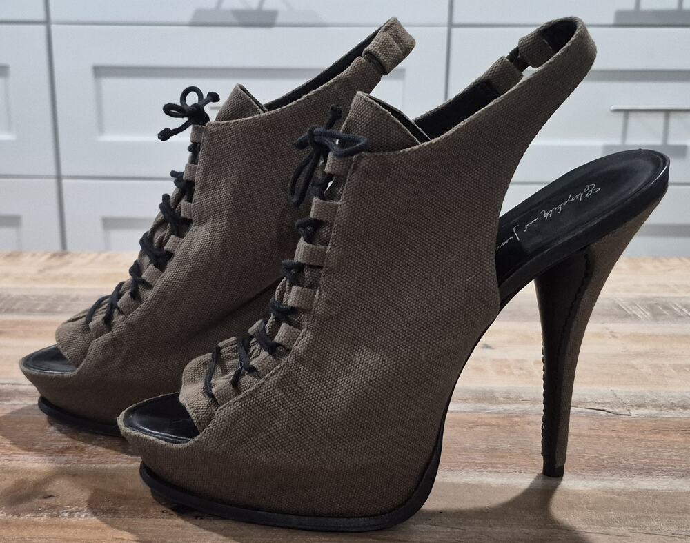 Elizabeth and James Margo Lace-Up Platform Pump Peep Open Toe Heels Size 10B